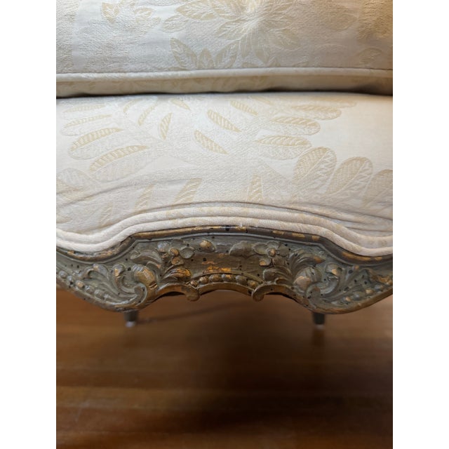 Antique White 19th Century Gilt Louis XV Bergere For Sale - Image 8 of 11