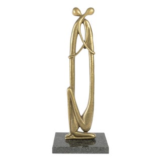 Abstract Sculpture, Patina-Finished Bronze with a Granite Base, 1950s For Sale