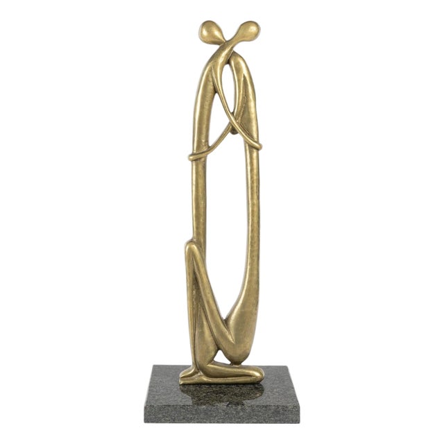 Abstract Sculpture, Patina-Finished Bronze with a Granite Base, 1950s For Sale