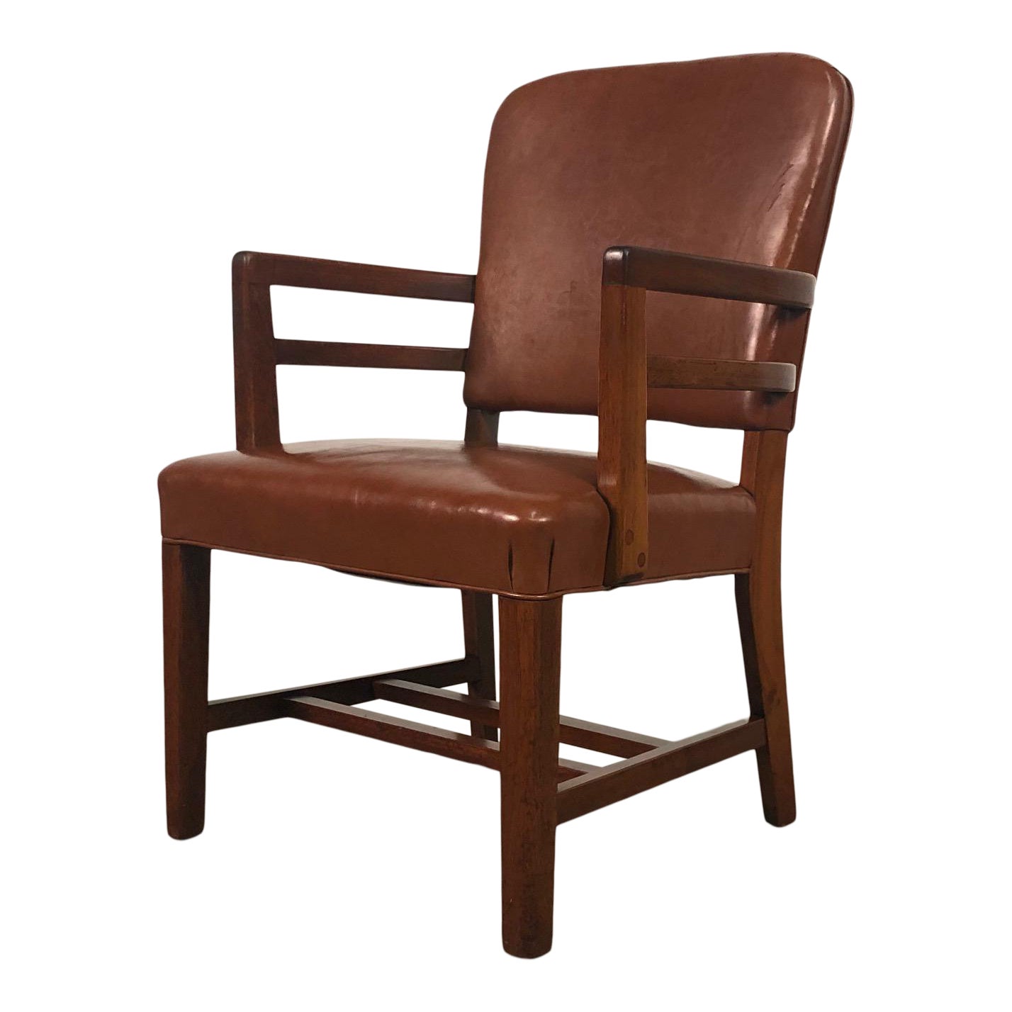 Cognac Vinyl Mid Century Desk Chair Office Chair With Nailhead Back Chairish