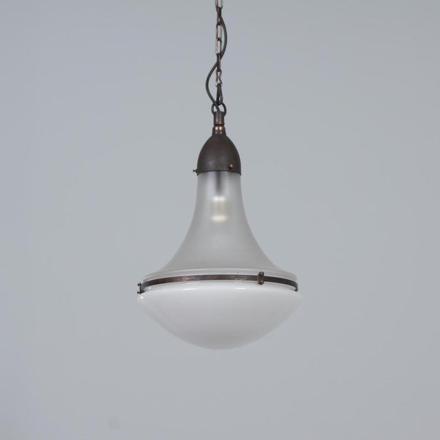 Luzette l1510 siemens & schuckert pendant lamp from ca. 1910, an early and first-generation example. The mouth-blown...