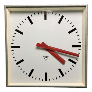 Large Czech Industrial Square Factory Clocks by Pragotron, 1970s