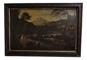 Flemish School Artist, Figures, 1600s, Oil on Canvas, Framed