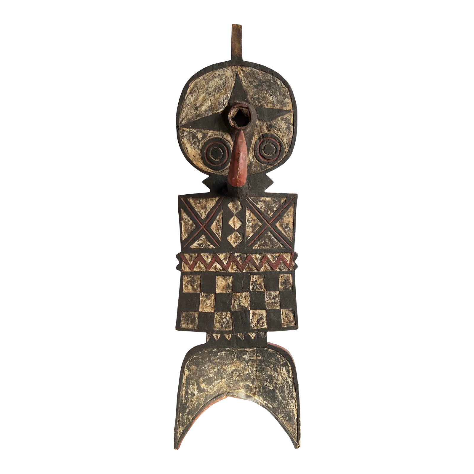 Large Vintage 38" West African Hand Carved Tribal Bobo Mask From Burkina Faso