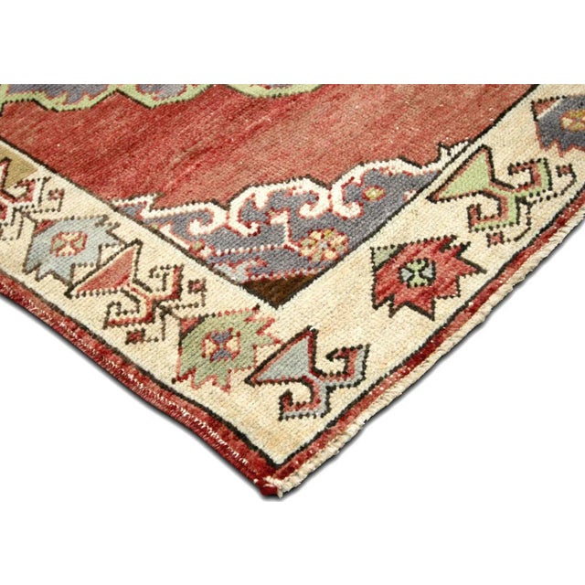 1960s Turkish Oushak Rug. Handwoven with wool on wool foundation in the Oushak region of Western Turkey. The Anatolian...