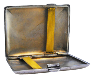 Silver Cigarette Case with Engraved Curved Scrolls and Hinged Lid