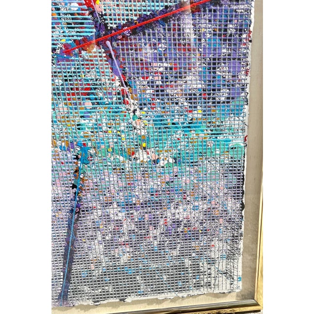 Paul Maxwell, Large Modern Abstract Cast Stencil Painting Paul Maxwell Mod Constructivist Neon, 1989 For Sale - Image 9 of 12