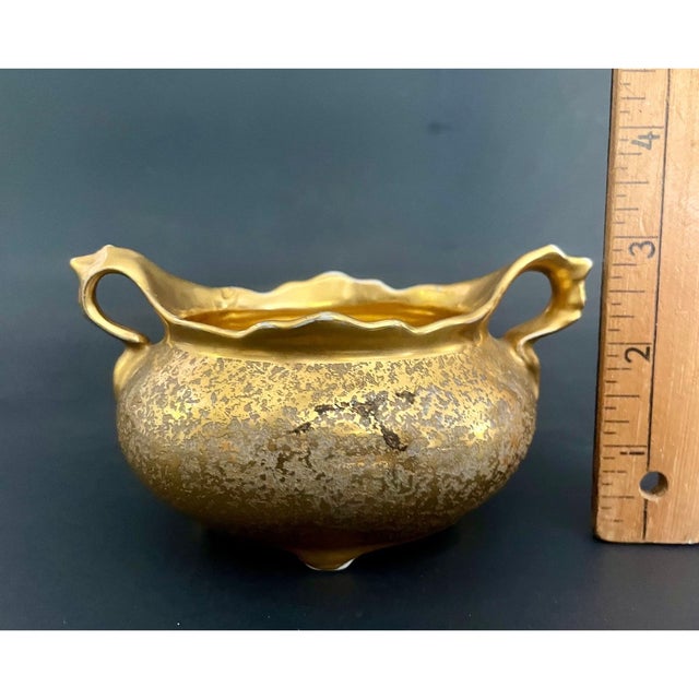 Gold Antique Sugar Bowl by Fraunfelter Porcelain – 1920s Stouffer Studio Hand-Painted 24k Gold For Sale - Image 8 of 8