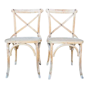 Late 20th Century French Provincial Country Style Distressed Chairs - a Pair