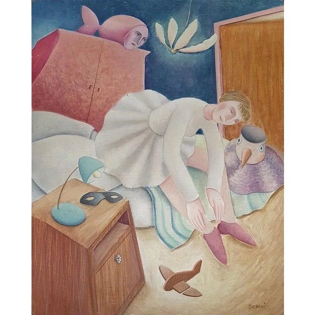 Ballerina - Original Oil on Wooden Panel by C. Benghi - 2000s 2000s For Sale - Image 3 of 3