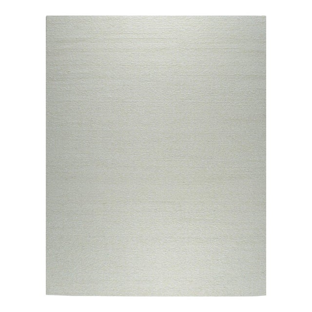 6x9 Bespoke Delicate Ivory Modern Flatweave Wool Carpet Rug For Sale