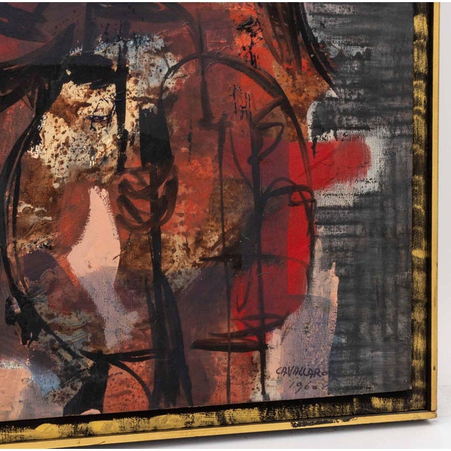 Textile Vincent Cavallaro Abstraction Oil on Canvas, 1960 For Sale - Image 7 of 10
