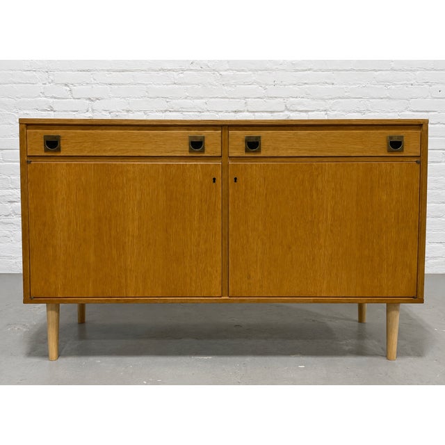1960s Mid Century Modern Oak Jr. Credenza | Danish Storage | Entryway Cabinet, Circa 1960's For Sale - Image 5 of 13