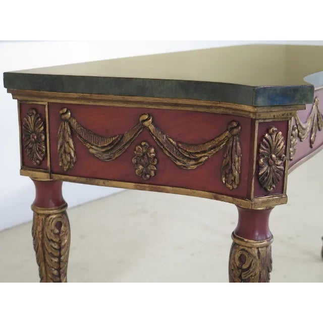 Brown 1990s Vintage John Widdicomb Adam Style Faux Marble Top Console For Sale - Image 8 of 12