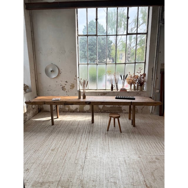Brutalist Brutalist Folk Art Table in Pine and Oak, 1950s For Sale - Image 3 of 18