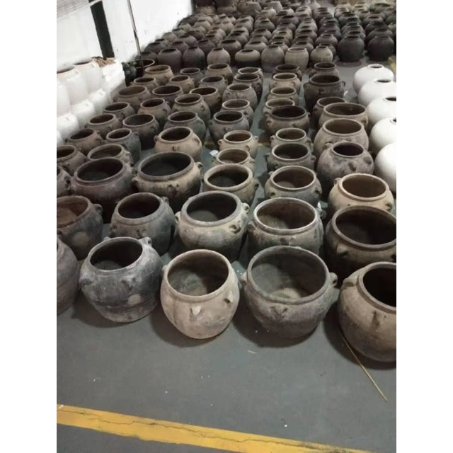 Early 20th Century Vintage Gray Ceramic 10" Water Vase With Four Handles For Sale - Image 9 of 9