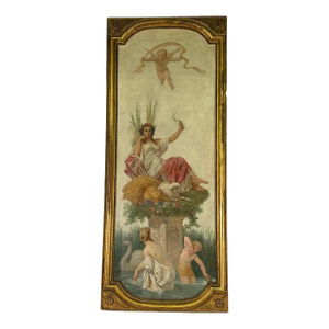 C1865 Antique French Allegorical Summer Oil Painting - By Henri Picon