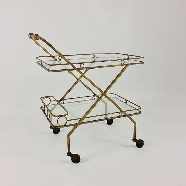 Gilt Metal Bar Cart, Italy, 1960s For Sale - Image 14 of 15