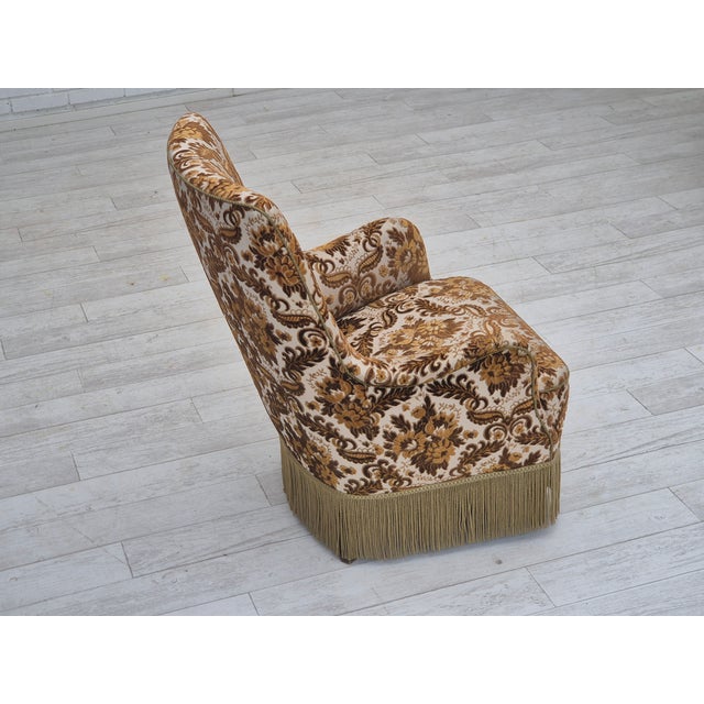 Mid-Century Modern Danish Highback Armchair in Furniture Velour Fabric & Ash Wood, 1960s For Sale - Image 3 of 18