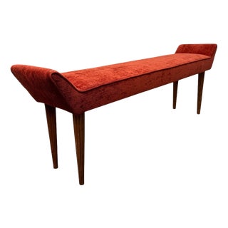 Italian Bench in Dedar Orange Fabric, 1950s For Sale