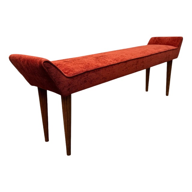 Italian Bench in Dedar Orange Fabric, 1950s For Sale