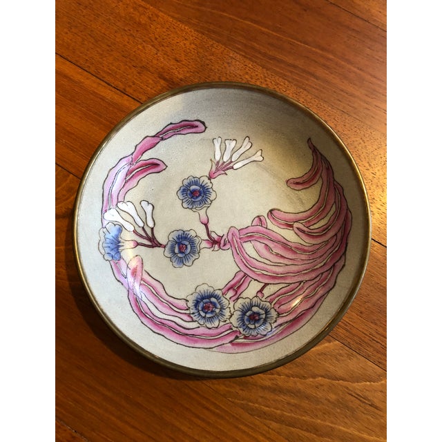 Metal Vintage Japanese Ware Hand Painted Porcelain and Brass Bowl For Sale - Image 7 of 7