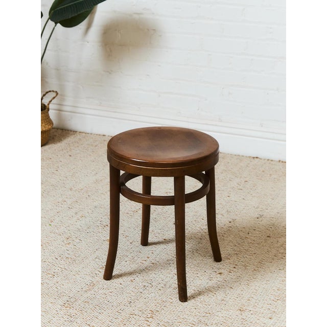 Burnt Umber Thonet Vintage Stool Table For Sale - Image 8 of 9