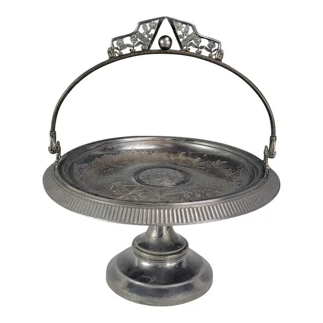 Antique Pairpoint Quadruple Plated Bridal Basket Compote With Etched Birds and Flowers #1223 For Sale - Image 13 of 13