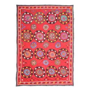 Large Vintage Suzani Embroidered Textile Samarkand Uzbekistan