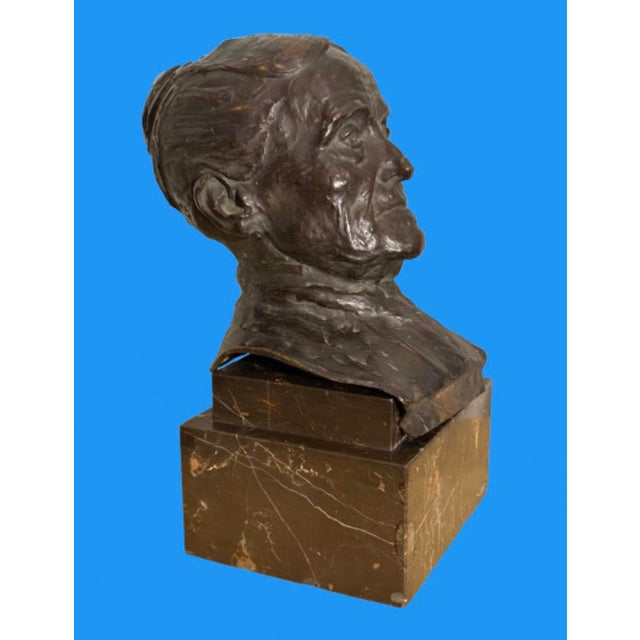 1900 - 1909 1900s Jose Cardona Signed Bonze Sculpture on a Marble Base of a Elderly Woman For Sale - Image 5 of 10