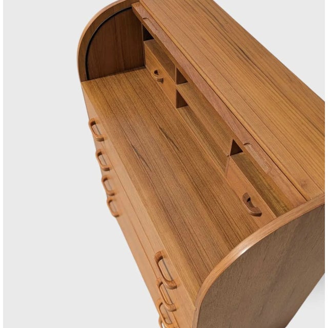 Mid-Century Modern 1960s Egon Ostergaard (Attrib) Teak Tambour Secretary Desk For Sale - Image 3 of 6