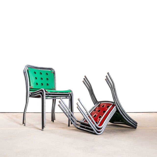 Vintage Swiss Stella Metal Garden Chairs by Burri, 1960s, Set of 6 For Sale - Image 9 of 9