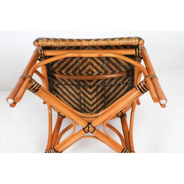 1970s Pair of Palm Beach Bamboo and Rattan Bistro Chairs For Sale - Image 4 of 11
