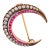 Late 19th Century Victorian Old European Cut Diamond Ruby 18k Rose Gold Crescent Brooch For Sale