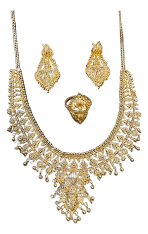 54Gm 22 Karat Gold Necklace, Earring & Ring Suite Bridal Princess Necklace Suite