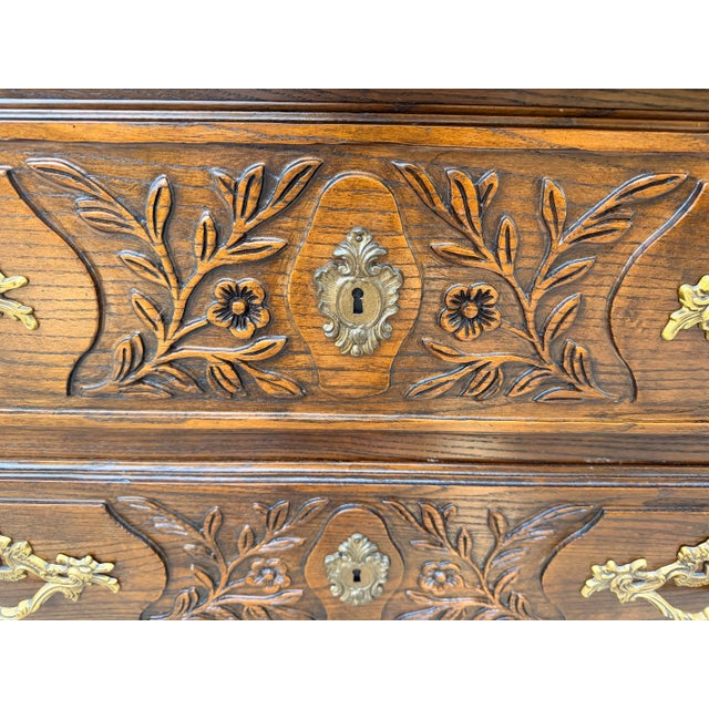 Wood Baker Furniture Collector's Edition French Country Carved Oak Bachelor Chest of Drawers For Sale - Image 7 of 11