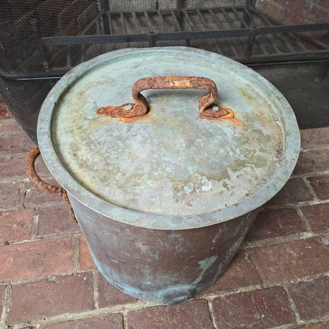 American Antique Bramhall, Deane & Co. Massive 16" Copper Stock Pot With Lid For Sale - Image 3 of 10
