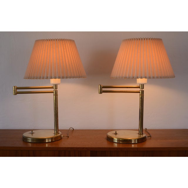 Vintage Bauhaus Walter Von Nessen Articulating Brass Table Lamps - A Pair For Sale - Image 14 of 14