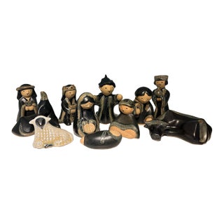 Mid 20th Century Mexican Modernist Ceramic Pottery Nativity Manger Christmas Caq Qro For Sale