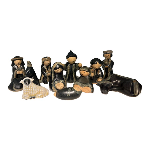 Mid 20th Century Mexican Modernist Ceramic Pottery Nativity Manger Christmas Caq Qro For Sale