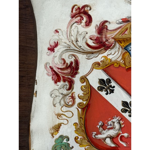 Brown Heraldic Shield Painting on Vellum, Motto “L’Espérance Me Soutient,” 19th C For Sale - Image 8 of 10
