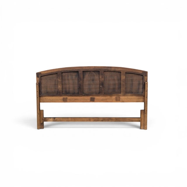 Wood Vintage Thomasville Woven Rattan King Headboard For Sale - Image 7 of 17