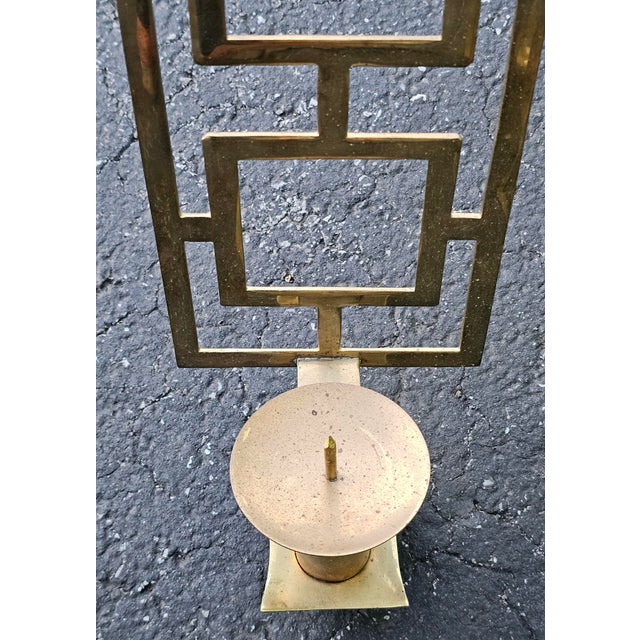 Metal Pair of 20th Century Chinoiserie Brass Candles Sconces For Sale - Image 7 of 7