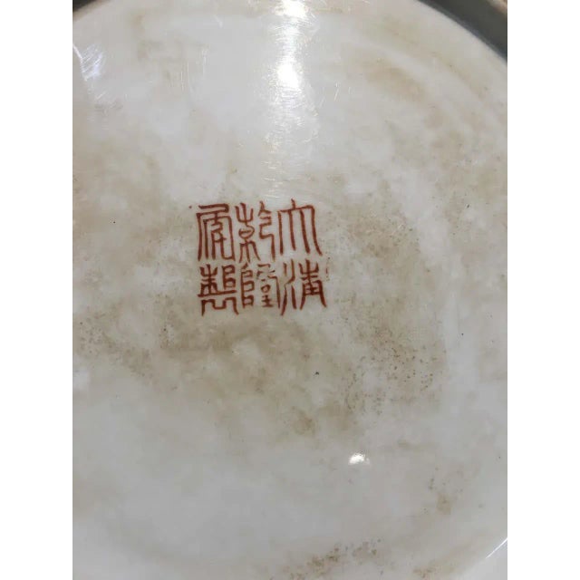 Green Famille Rose Chinese Porcelain Charger Platters - a Pair For Sale - Image 8 of 9