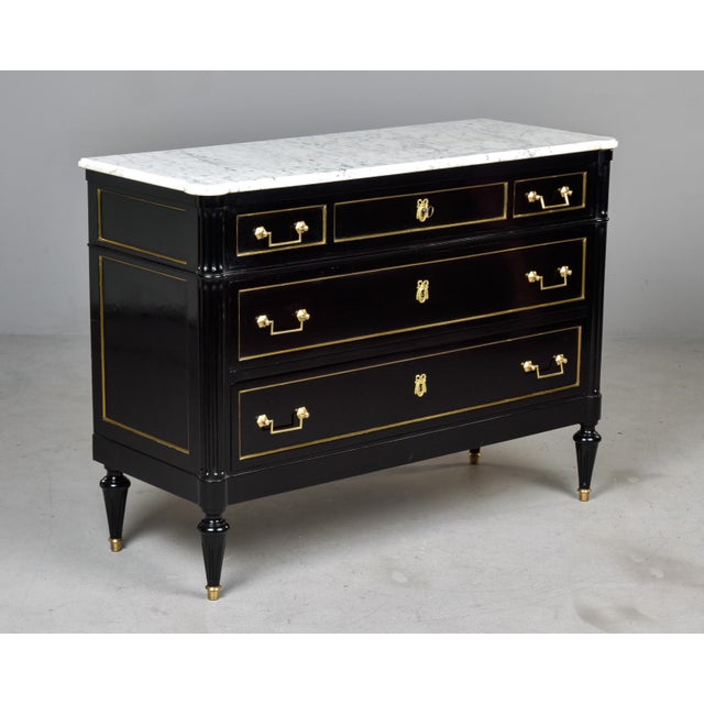 Early 20th Century French Ebonised Marble Top Commode For Sale - Image 9 of 12