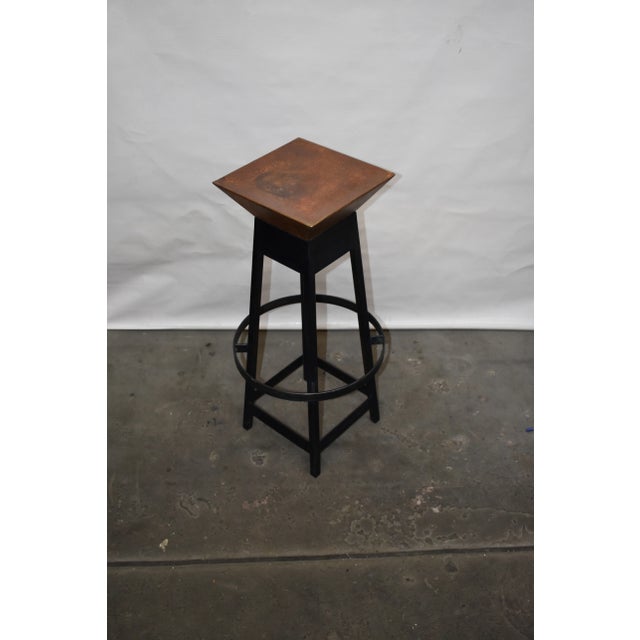 Industrial Modern Oblik Blue Bar Stool For Sale - Image 3 of 7