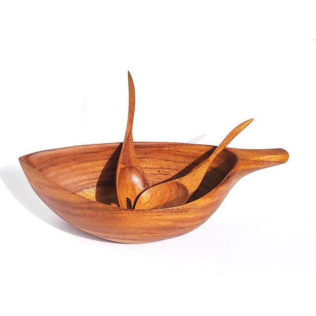 Mid 20th Century Wood Bowls and Serving Utensils by Arthur Umanoff, Set of 9 For Sale - Image 9 of 10