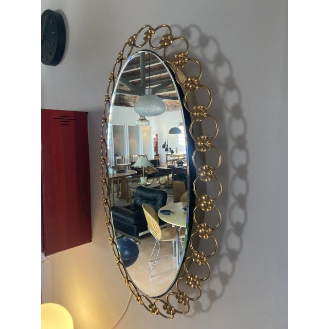Metal Large Regency Wall Mirror with Backlighting, 1970s For Sale - Image 7 of 10