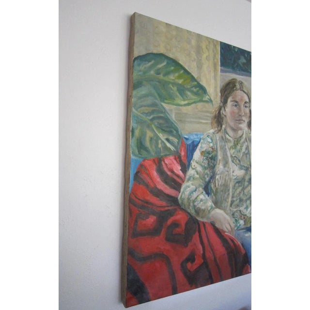 Wood Oversized 70's Era Painting Young Girl, Signed For Sale - Image 7 of 10