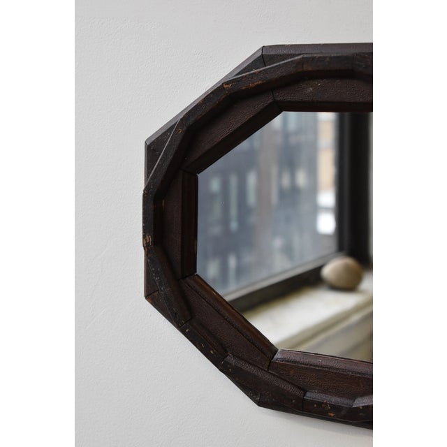 American Antique Folk Art Reclaimed Trim Octagonal Mirror, Circa Early 20th Century For Sale - Image 3 of 17